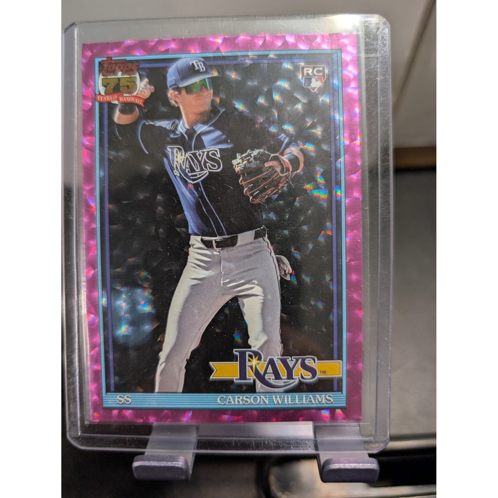 2024 Topps Carson Williams RC Pink Foil Crackle T91-38 Tampa Bay Rays Rookie